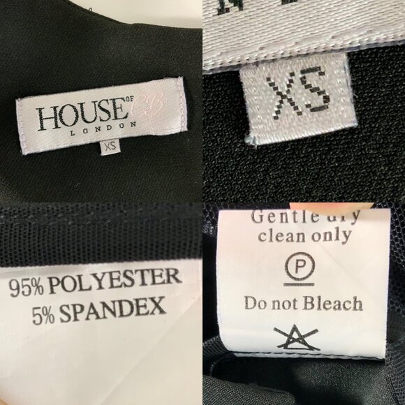 House Of CB Niida Black Sheer Panel Bodycon Dress XS Deep V-Neck Midi Party - Picture 6 of 12